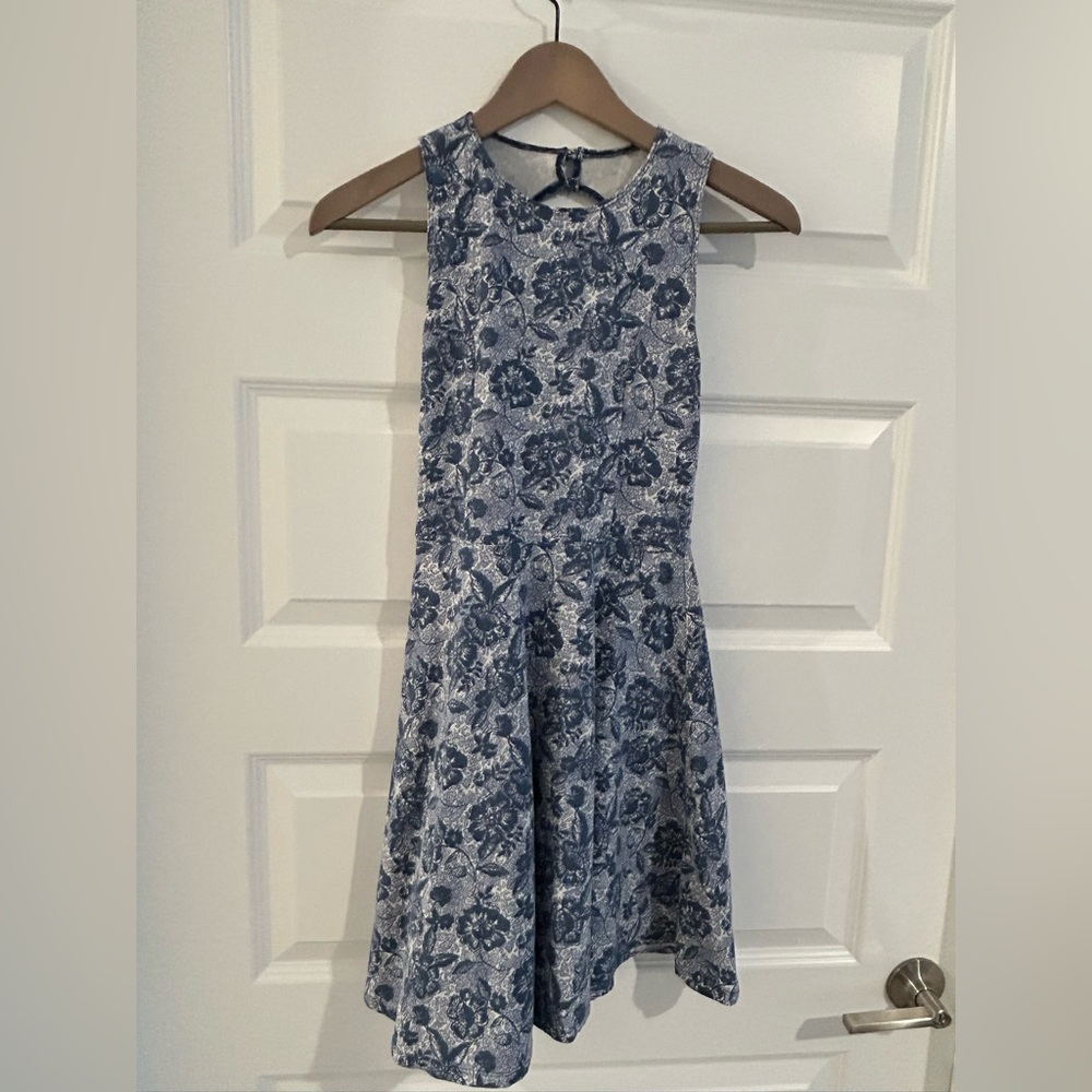 Hollister Sleeveless Floral Dress Blue White Size XS